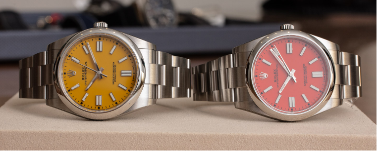 Replica Rolex Oyster Perpetual 41 Red Coral Vs Yellow Dial Watches